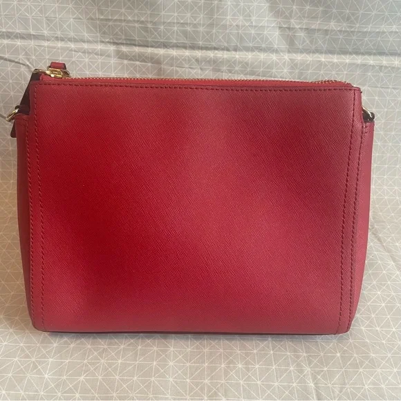 Lo & Sons The Pearl Crossbody Bag in Red Saffiano/Gold/Gray - Picture 4 of 6